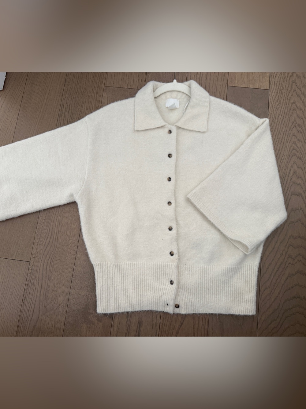 H&M Cream Button-Front Knit Cardigan